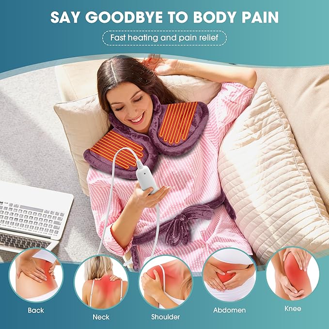 Boileau Electric Heating Pad for Back Pain Relief, Birthday Gifts for Women Men Mom Dad Elderly, Self Care Gifts for Him Her Wife Husband, Neck Shoulder Back Pain Relief 24"x33" Large Heating Heat Pad