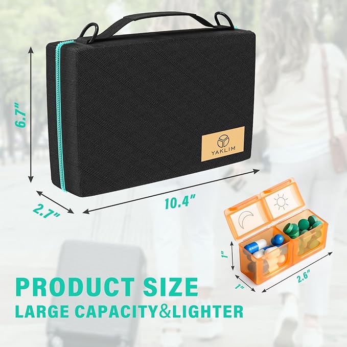 Monthly Pill Organizer 2 Times a Day, 31 Day Pill Box AM PM with Pill Cutter & Travel Bag, Portable Soft One Month Pill Box Cases with Weekly Stickers, Convenient Medication & Vitamins Tracking