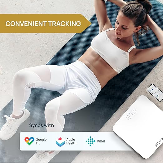 INEVIFIT Smart Bathroom Scale, Highly Accurate Bluetooth Digital Bathroom Body Weight Scale, Precisely Measures Weight & BMI for Unlimited Users