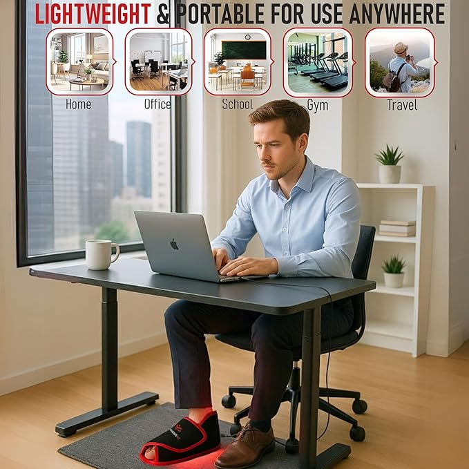 Red Light Therapy Foot Wrap – Infrared Device for Feet & Ankles Adjustable LED Light Wrap with Red & Near-Infrared LEDs (660nm & 850nm), 132 LEDs, Auto Shut-Off
