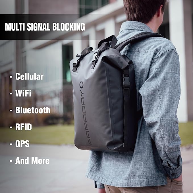 Faraday Defense Waterproof Faraday DRY Bag - 17L Backpack - Fast, Easy Access for Device Shielding - Protect Data and Devices From Hacking, Tracking, EMP