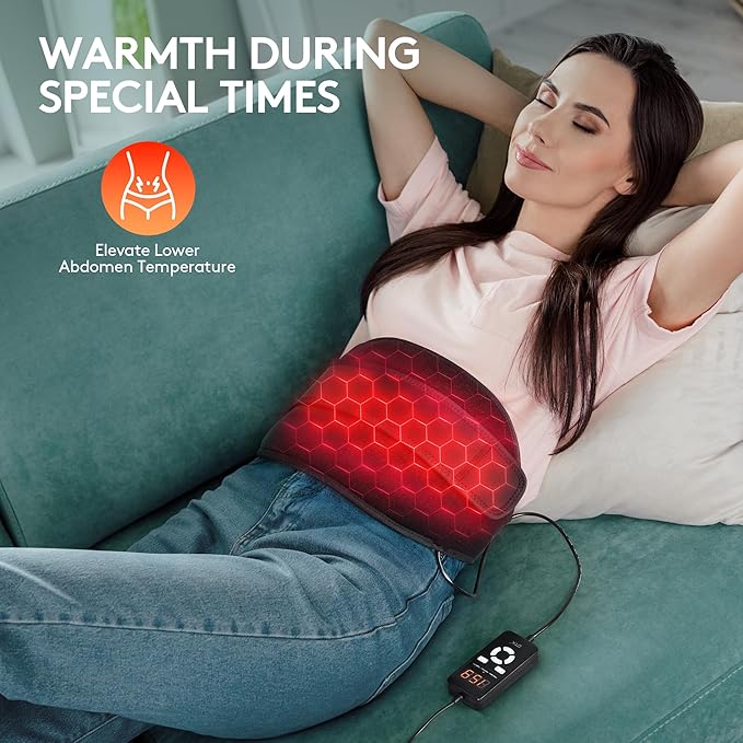 UTK Far Infrared Heating Pad for Back Pain Relief, Hot to 159℉, Gift for Women Men, Heating Pads for Lower Back, 24 Timers Auto-Off, 20 Natural Jade, 35-55" Adjustable Size