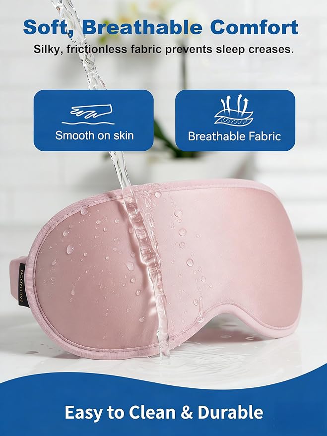 Weighted Eye Masks for Sleep Women: 3D Contoured Blackout Sleep Mask with Zero Pressure, Eyelash Friendly & Comfortable Blindfold for Airplane Travel, Night Shift Nurse, Yoga & Thoughtful Gift, Pink