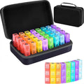 WEEOATAR Month Pill Box Organizer Medicine Planner Pill Dispenser, 3 Times a Day, Easy to Use with Zippers, Medical Supplies with Individual Compartments for Vitamin, Fish Oil, Supplements (Black)