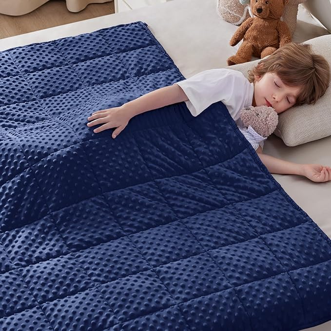 anfie Weighted Blanket Kids(40"x60" 10lbs) Weighted Blanket Cooling Blanket for Sleeping,Throw Size Breathable Blanket with Premium Glass Bead(Blue)