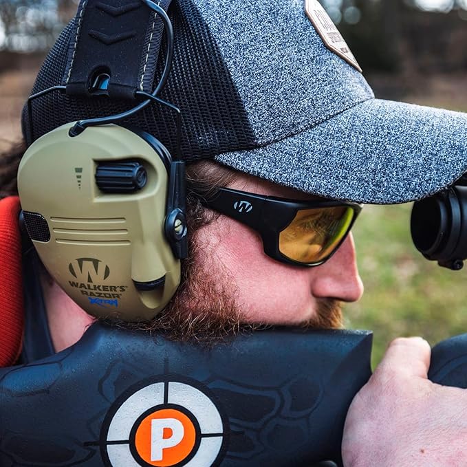 Walker's IKON Carbine Full Frame Shooting Glasses | Impact-Resistant Non-Slip Hunting Safety Glasses, Lens Cloth & Carry Case