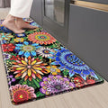 Likiyol Boho Kitchen Rugs, Boho Floral Anti Fatigue Kitchen Mat for Floor, Bohemian Flowers Non Slip Washable Kitchen Floor Mats, Comfort Standing Mat, 18'' x 48''