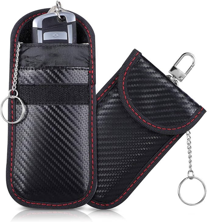 2 Pack Faraday Pouch for Car Keys, Faraday Key Fob Protector Car Security Protection Key Fob Signal Blocker Box for Car RFID Signal Blocking Anti-Theft Pouch Anti-Hacking Case Blocker Black