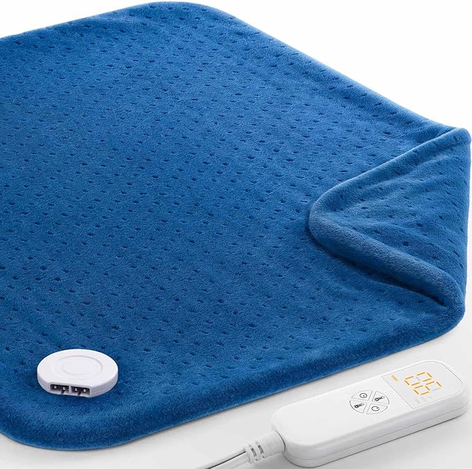 Heating Pad for Back Pain & Cramps, 24"x 20" Electric Heating Pad for Shoulder, Neck, Cramp, Menstrual Pain, Christmas Gifts for Women Men Mom Dad, Auto-Off, Machine Washable, Moist/Dry Heat pad, Blue