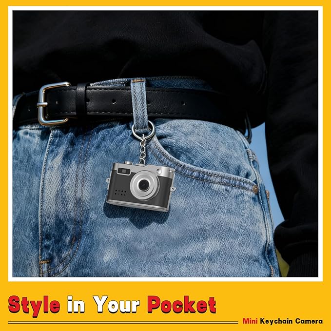 Mini Keychain Camera, 1080P & 2MP Retro Aesthetic, 32GB Memory, Pocket-Sized Vintage Camera, Bag Charm, Birthday Gift