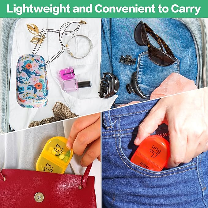 Serfeymi Weekly Travel Pill Organizer 2 Times A Day AM PM Rainbow Pill Box 7 Day with Zipper Canvas Pill Case, Medicine Organizer for Pills, Vitamins, Fish Oils - Purple 01+ Bloom 01