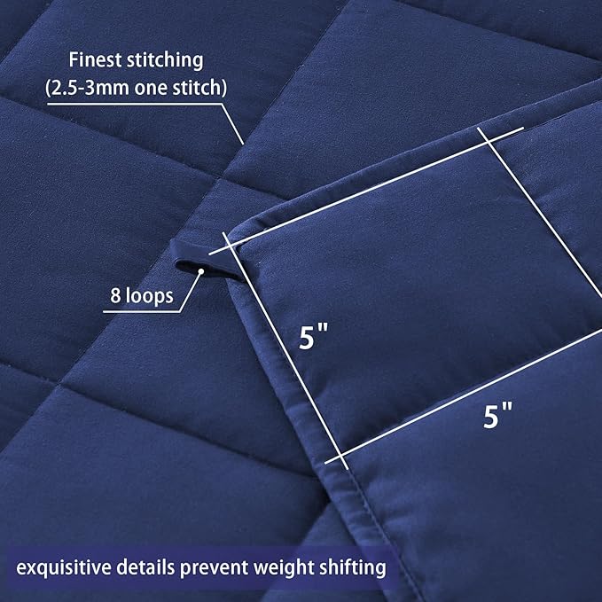 yescool Weighted Blanket for Adults (17 lbs, 48" x 72", Blue) Cooling Heavy Blanket for Sleeping Perfect for 160-180 lbs, Twin Size Breathable Blanket with Premium Glass Bead, Machine Washable