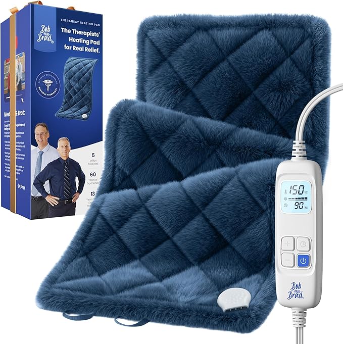 BOB AND BRAD Far Infrared Weighted Heating Pad for Back Pain Relief, FSA-HSA Eligible, Large 12x24 Electric Heat Pad with Auto Off, Deep Moist Heat & Hands-Free Strap for Cramps, Knee, Neck, Shoulder