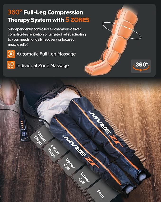 Sequential Air Compression Recovery System : Professional Full Leg Compression Boots for Circulation and Pain Relief - Sequential Device for Muscle Relaxation - for Athletes,Women,Men