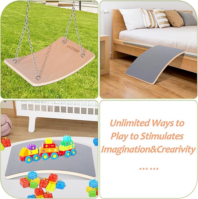 Balance Board for Kids Wooden Swing Board with Scratch Resistant Pat Happy Swing Learning Toy - Development Puzzle Boys Girls Kids Birthday
