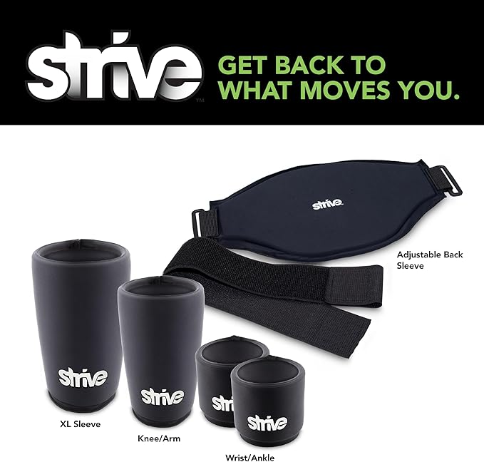 Strive Hot and Cold XL Sleeve, Hot & Cold Therapy Wrap for Soothing Relief and Support, Adjustable Compression for Comfortable Healing, Perfect for Elbow Pain and Muscle Recovery, Black