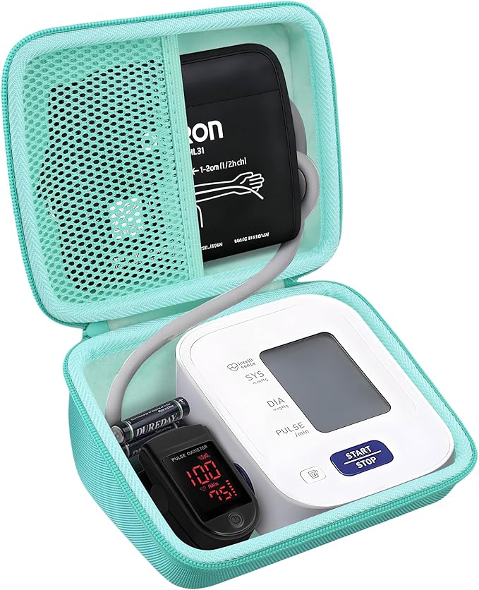 co2CREA Hard Case for Omron 3 Series Omron M2 Classic Upper Arm Blood Pressure Monitor BP7100 BP710N HEM-7120 Hem-7121 HEM-7124, Portable Travel Case Replacement, Mint Green