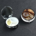 Compass and Old World Map Pill Box 3 Compartment Small Pill Case for Purse & Pocket Decorative Metal Medicine Case Travel Pillbox Round Pill Organizer Vitamin Container Unique Gift
