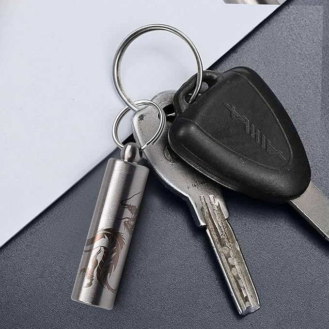 aiGear Stainless Steel Mini Pill Case Inner Diameter 0.48 Inch with Necklace Light Weight Pill Holder Waterproof Small Keychain Pill Box for EDC Outdoor Hiking Camping Travel First Aid