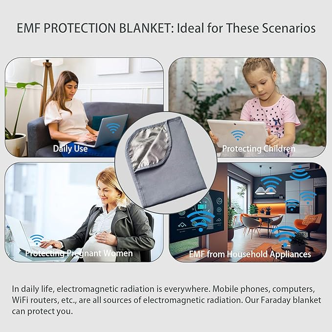 Faraday Blanket, Protection Cotton Blanket, for Cell Phone,Tablet,Laptop- Protection Against Direct Contact from 5G Signal,WiFi,Bluetooth,EMF,RF