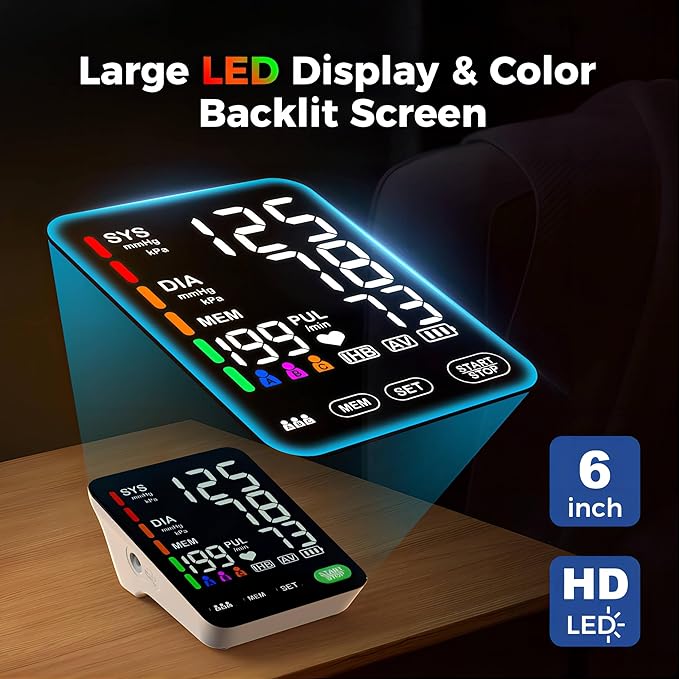 ADKING Blood Pressure Monitor Home Use Upper Arm LED Backlit Display Blood Pressure Cuff 9-17 inch Automatic Blood Pressure Machine 3 User Mode & 199 Sets Memories & Carrying Case (Black)