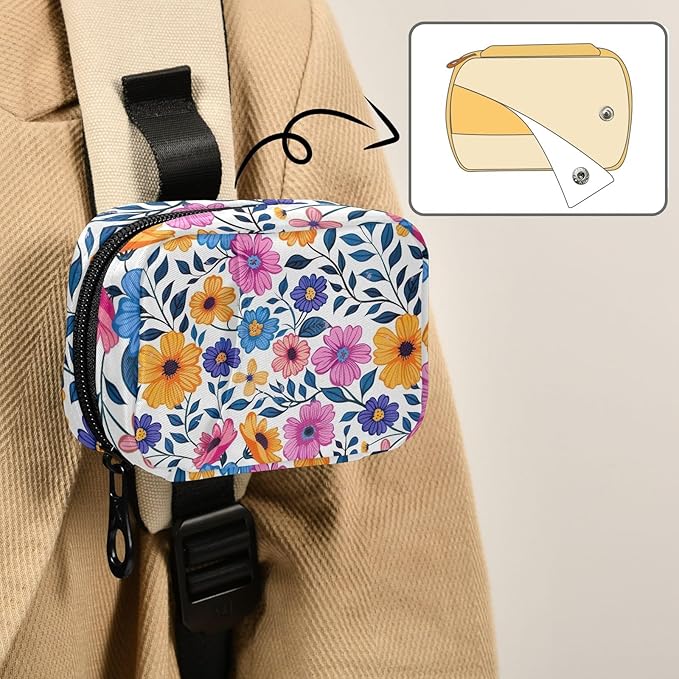 Retro Floral 7 Day Travel Pill Organizer Bag Weekly Pill Box Small Vitamin Supplements Holder with Zipper