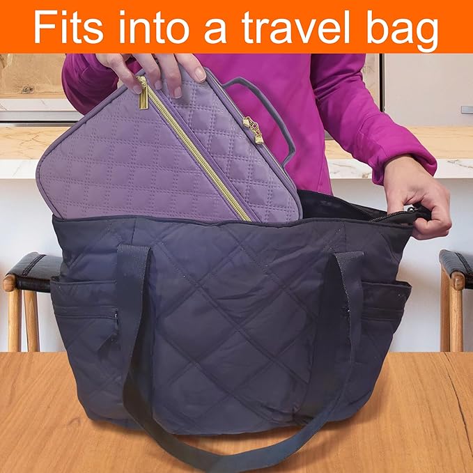 Medium Pill Bottle Organizer, Medicine Bag, Case, Carrier for Medications, Vitamins, and Medical Supplies - Travel Medicine Organizer Home Storage Med Bag - Ultrasonic Purple (Without Lock)