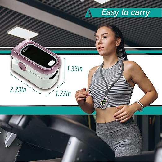 Pulse Oximeter Fingertip Rechargeable, Pulse Oximeter and Oxygen Monitor with OLED Screen, Accurate and Fast SpO2 and Heart Rate Monitor, Pulse Ox with Two Straps and Charing Cable