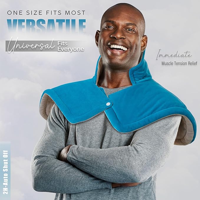Weighted Neck & Shoulder Heating Pad for Pain Relief | Father’s Day Gift for Dad Husband from Daughter Son Wife, Birthday Gifts for Dad Men Women Mom | 6 Heat Settings, 2H Auto‑Off | Home & Office Use