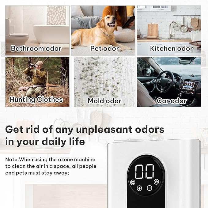 High-output 1000mg/h Ozone Bubbler for Purifying Water and Air,Multipurpose Ozone Machine with Negative Ion and Timer,Portable Water Ozonator for Food F&V Home Hunting Cold Plunge Bathroom