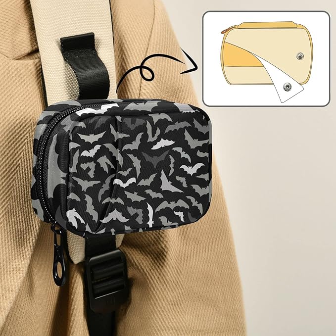 Pill Box Halloween Bats 7 Day Pill Case Travel Pill Organizer Bag with Zipper Portable Weekly Vitamin Medicine Supplement Holder Pouch Bag