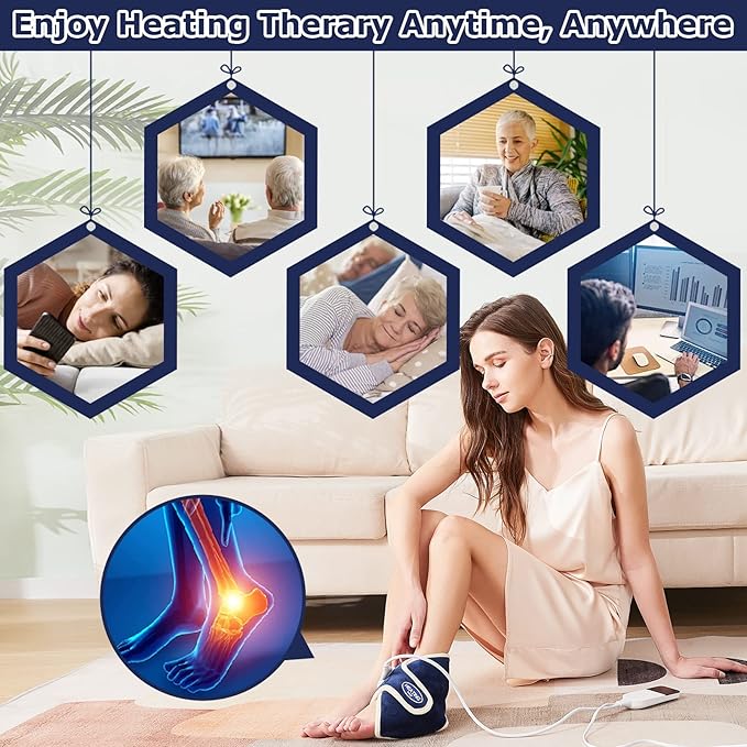 CAMECO Electric Ankle Heating Pad for Achilles Tendinitis Pain Relief, 30s Quick Heating & 86℉-158℉ Heated Ankle Brace for Women Men Home Office, Ankle Heat Wrap for Arthritis Swelling