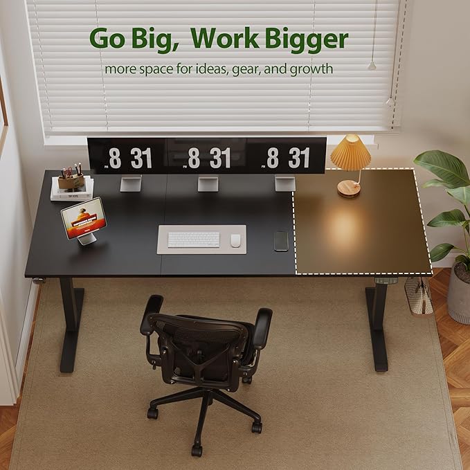 Agilestic Electric Standing Desk, 71 x 24 Inches Height Adjustable Desk, Sit Stand up for Work Office Home, Ergonomic Rising Computer Table with Memory Preset, Black