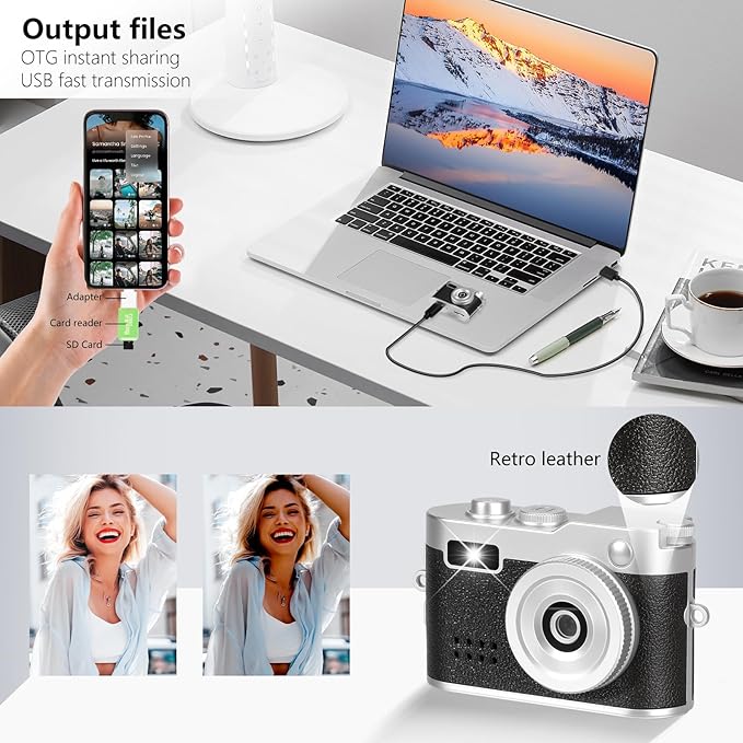 Mini Keychain Camera, FHD 1080p Mini Digital Camera with 32GB SD Card, Flash, 6 Creative Filters, 0.96" HD Display, 100 Mins Battery Life for Travel Recording Birthday Gifts (Vintage, Dark)