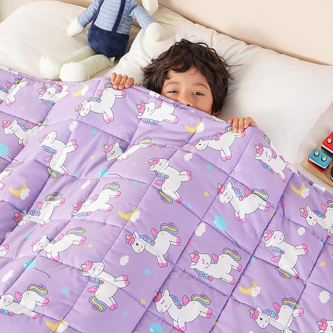 Sivio Weighted Blanket 7lbs, Cooling Weighted Blanket, Breathable Heavy Blankets for Sleeping, Washable Small Weighted Throw Blanket, 41"x60", Purple Pony Pauly