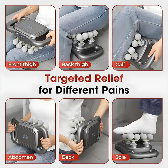 KRYSO Electric Deep Tissue Massage Gun – 16 Heads, 9 Modes & 9 Intensity Levels, High-Power 40KG Force | 2600mAh Type-C Rechargeable Percussion Massager for Back, Shoulder & Full Body Pain Relief