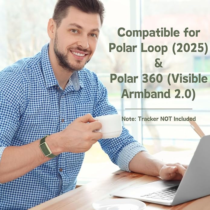 Vanet Nylon Straps Compatible for Polar Loop Bands/Polar 360 Replacement, Elastic Woven Strap Breathable Sport Adjustable Stretchy Braided Hook & Loop Wristbands for Visible Armband 2.0 [NO Tracker]