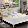 Decorative Bedding Sheet Set Twin XL Size, Sweet Dreams Deep Pockets Fitted Sheet & 2 Pillow Sham Set, Cheerful Calligraphy with Moon Stars and Dots Print Microfiber 3pc Bed Sheets Set