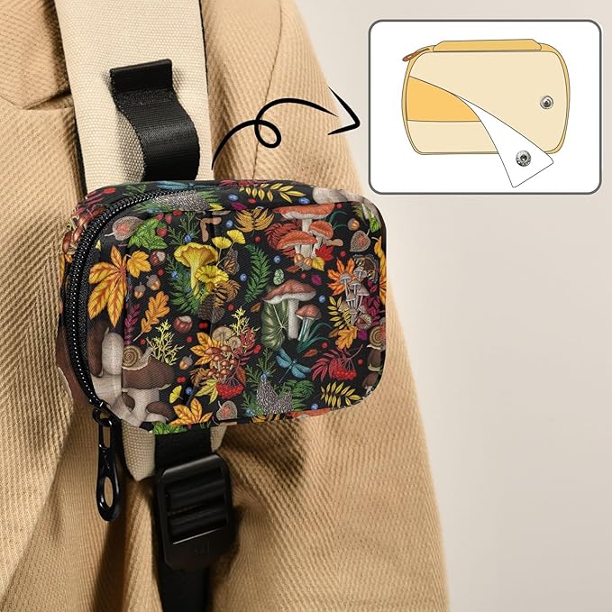Pill Box Mushrooms Plants Insects Berries 7 Day Pill Case Travel Pill Organizer Bag with Zipper Portable Weekly Vitamin Medicine Supplement Holder Pouch Bag