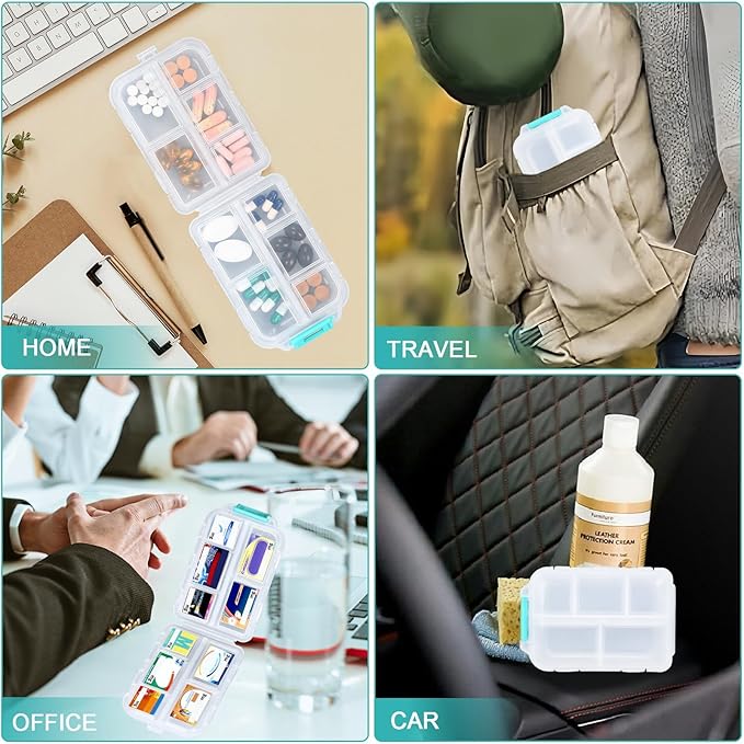 1Pack Pill Organizer with 189 Medicine Labels Travel Daily Pill Container Mini Medication Organizer Storage Pill Organizer Pill Case 7 Day Pill Organizer