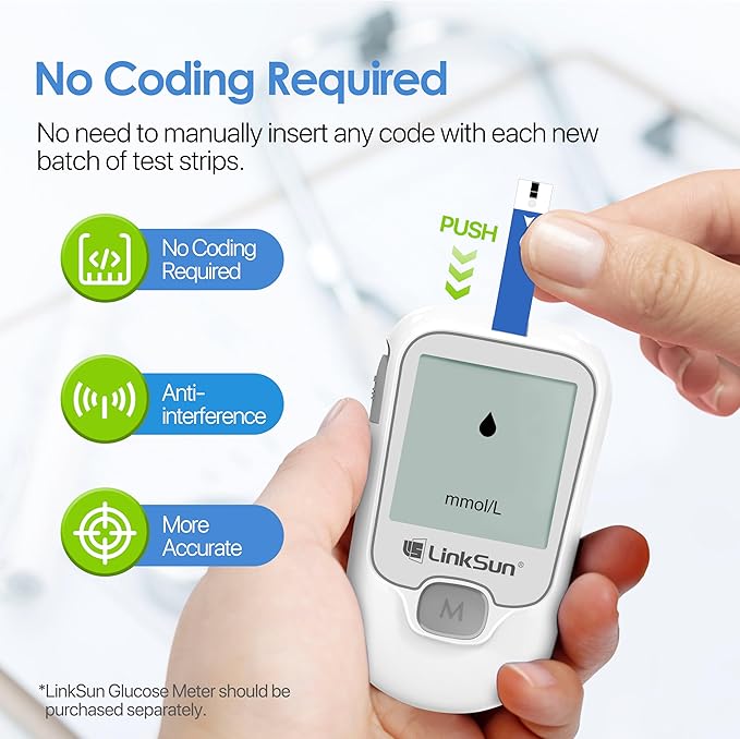 Diabetic Blood Test Strips*300, Used for G-425-1,G-425-2V, G-425-3, G-427B Blood Glucose Monitor Only, 0.7μl Blood Sample, Accurate Measurement, Results in 5 Seconds, 6 Bottles of 50 Pieces Each