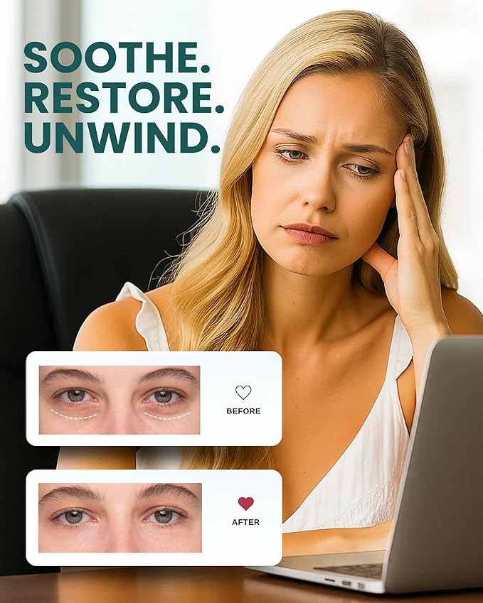 Heated Eye Mask - Cordless Eye Mask for Dry & Tired Eyes - 4 Adjustable Temperature Settings - Rechargeable and Light Blocking, Washable Cover for Cleaning (Sunset Rose)