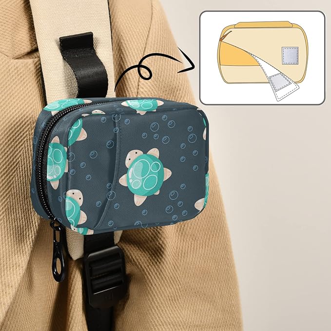 Cute Sea Turtle Pill Box 7 Day Pill Case Travel Pill Organizer Bag with Zipper Portable Weekly Case Compact Size for Vitamin Supplement Holder