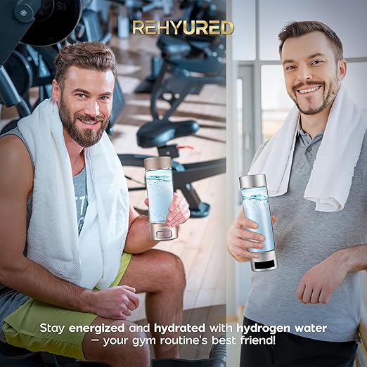 Hydrogen Water Bottle Generator - Hydrogen Water Bottle with Up to 6000ppb, 400ml Glass, Lightweight and Portable Design, Rechargeable USB/Battery/Electric Power, Gold/Silver (Silver)