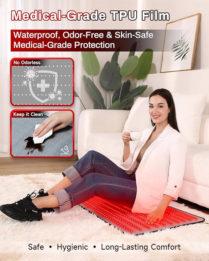 Medical-Grade TPU Red Light Therapy Mat for Body, Infrared Light Therapy with 660nm & 850nm LEDs, Light Therapy Blanket for Back & Joint Comfort, FSA&HSA Eligible, 400 LEDs, 38" x 23.6"