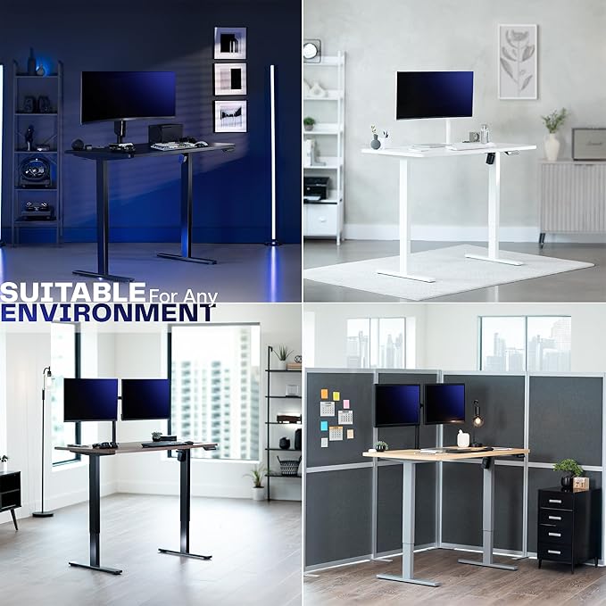 VIVO Electric Stand Up Desk Frame Workstation, Frame Only with 220 lbs Capacity, Brushless Motor Standing Height Adjustable Legs with Memory Controller, White, DESK-V100EWY