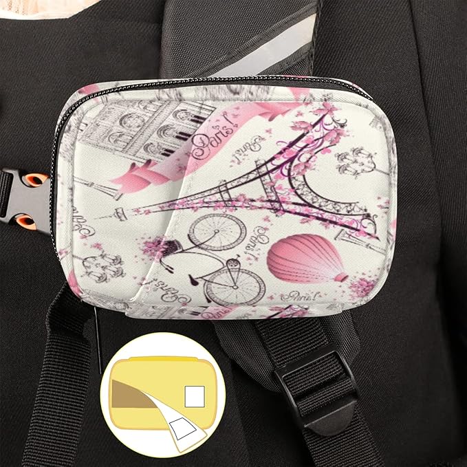 Pill Case Pill Travel Organizer 7 Day Weekly Medicine Pill Box Paris France Eiffel Tower Small Cute Compact Size Vitamin Container Pill Bottle Portable Birth Control Pill Holder Bag with Zipper