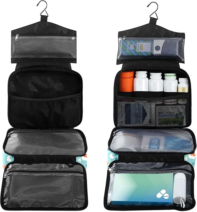 Fustylead Cute Cat Paw Prints and Hearts Large Medical Storage Bag with Zipper Empty First Aid Bag Trauma Kit for Traveling Hiking Camping Backpacking