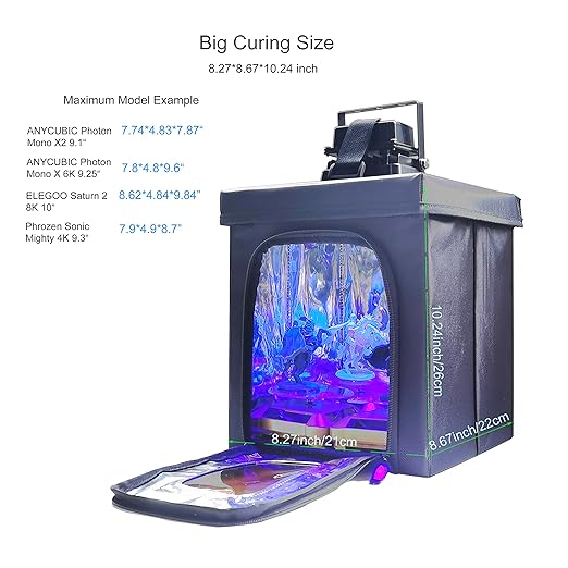 3D Printer Resin Curing Station DIY Curing Enclosure with UV Light UV Lamp Solar Turntable for 405nm UV Resin SLA DLP LCD 3D Printer Solidify Model