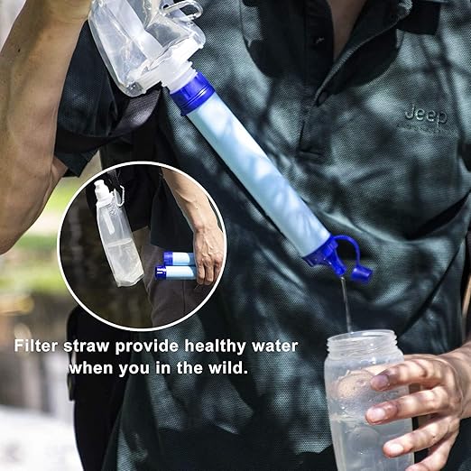 Galaxy Personal Portable Water Filter Straw Filtration Purifier for Hiking, Camping, Hunting, Travel, Outdoor Emergency Survival Detachable. (3 Packs)